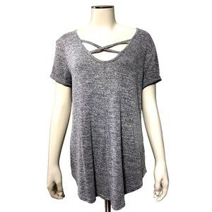 A.N.A. A New Approach Gray Cotton Polyester Blend Cuffed Sleeve Tee Size M